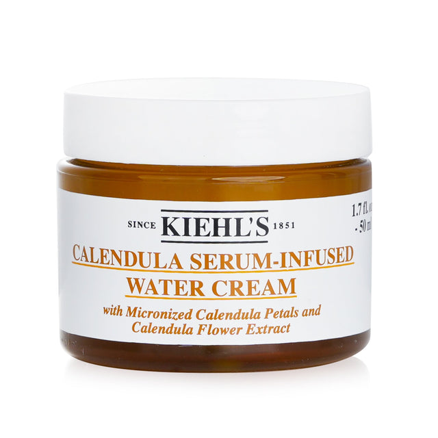 Lightweight Kiehl's Calendula Serum-Infused Water Cream with Chamomile and micronized petals for hydration and skin comfort.