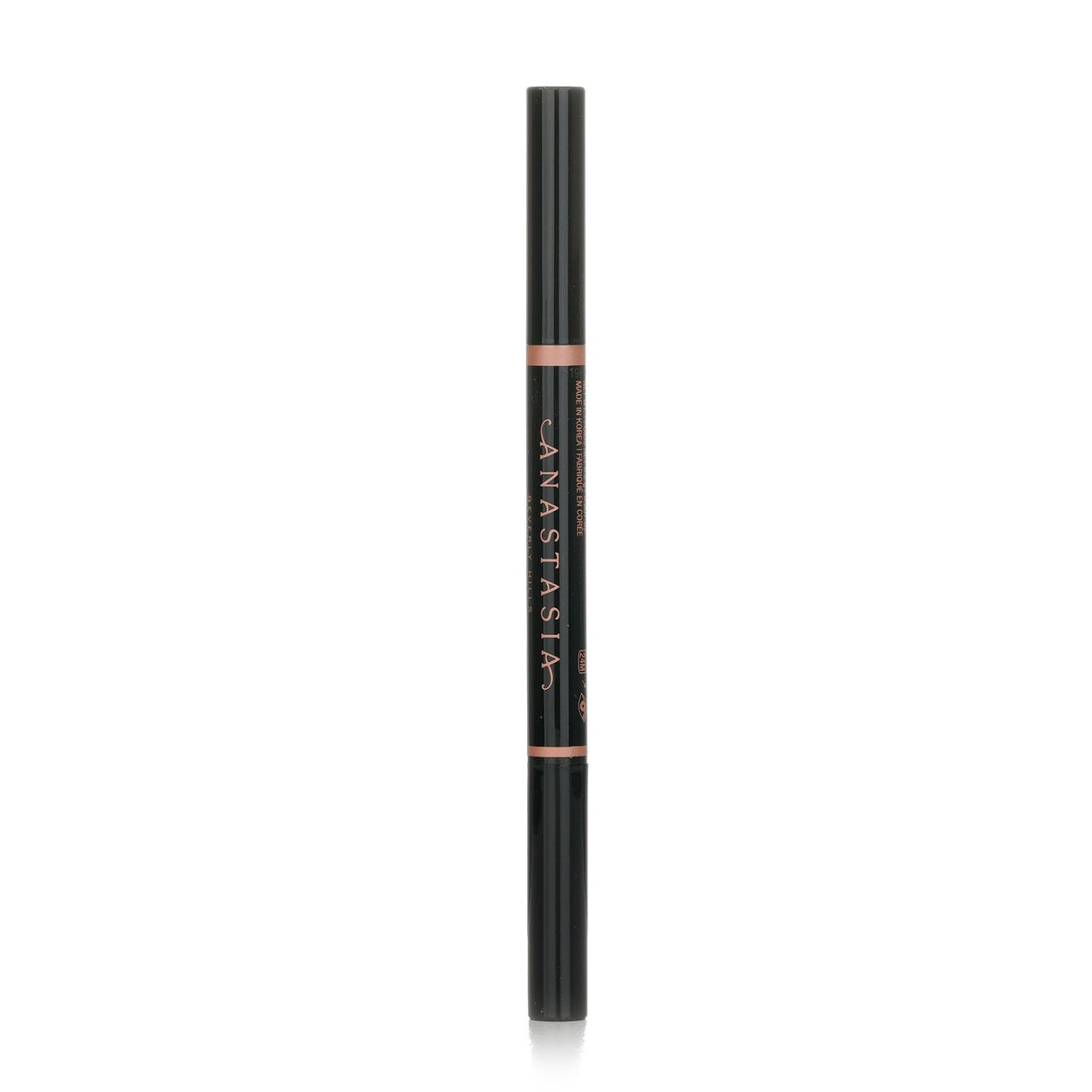 Triangular brow pencil in #Chocolate for precise brow detailing, with spoolie brush for blending and natural finish.