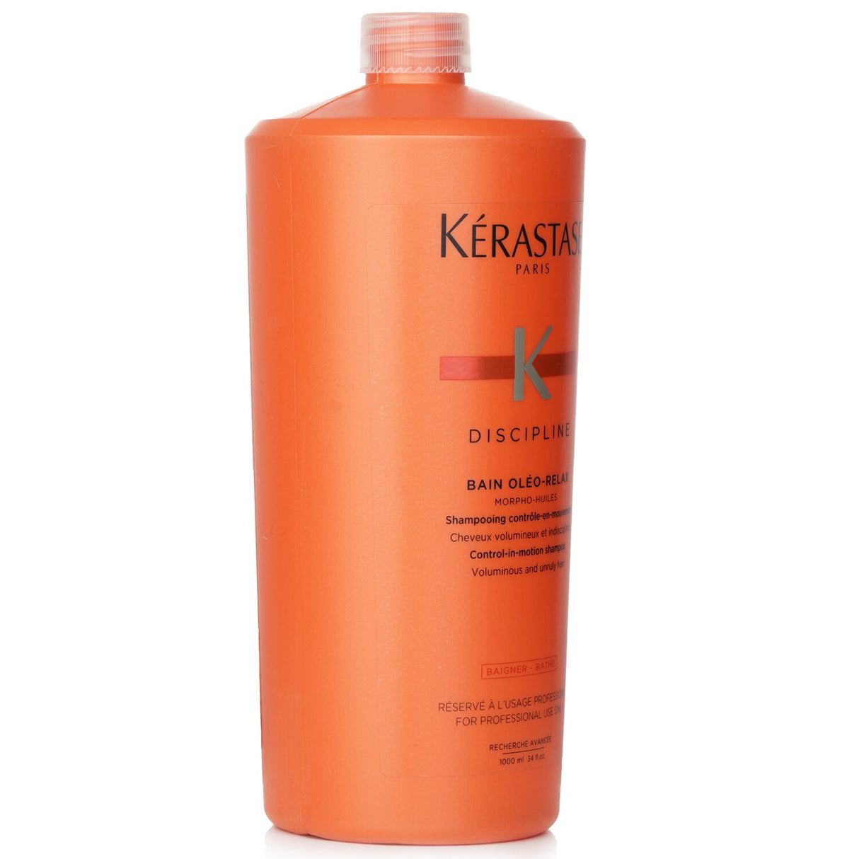 Kerastase Discipline Bain Oleo-Relax Shampoo offers hydration, control, and shine for voluminous, unruly hair in a 1000ml bottle.