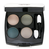 Chanel No. 324 Blurry Blue quad eye shadow features four luxurious shades in a chic mirrored compact for versatile looks.