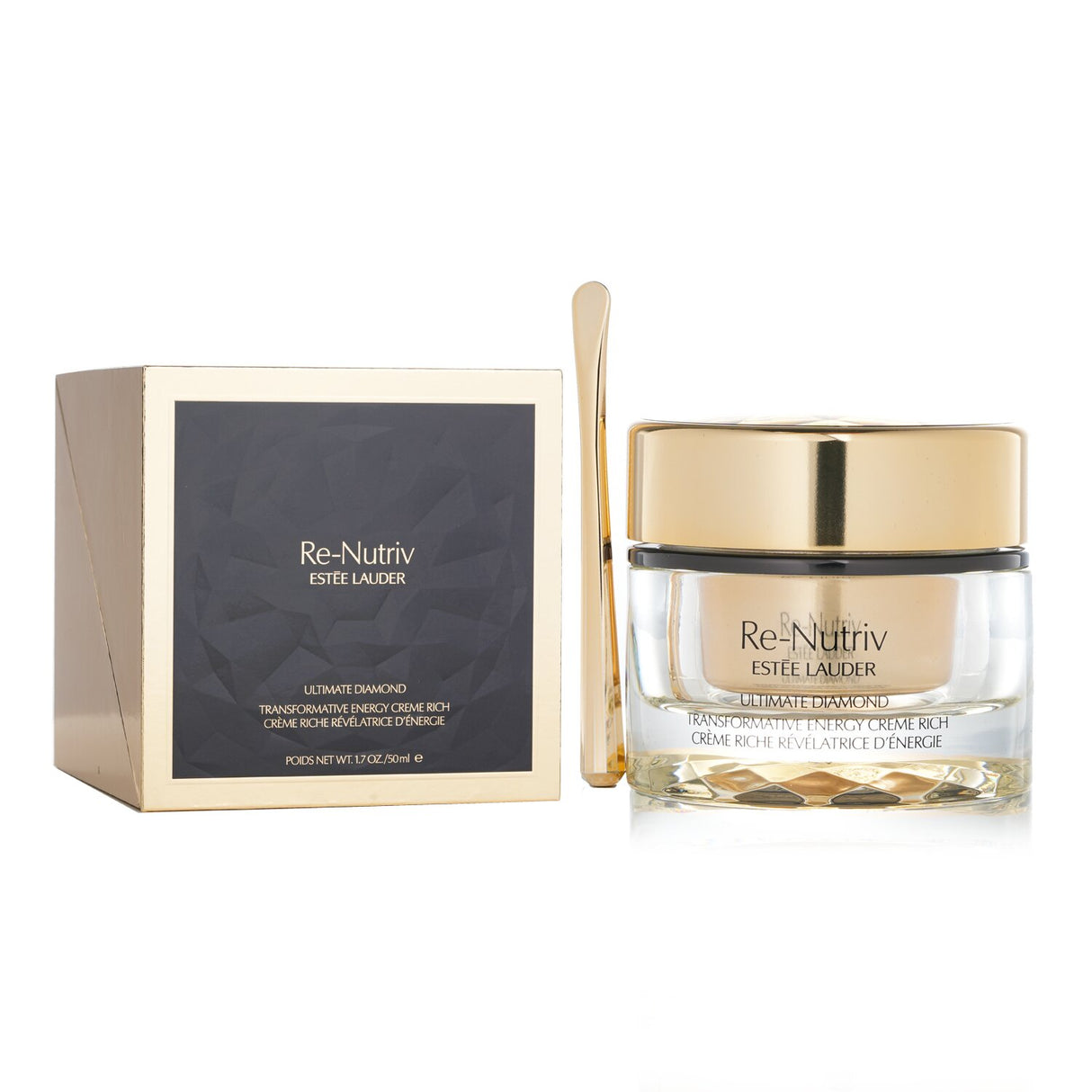 Luxurious Estee Lauder Re-Nutriv Diamond Creme, 50ml, rejuvenates and firms skin with deep moisture and energy infusion.