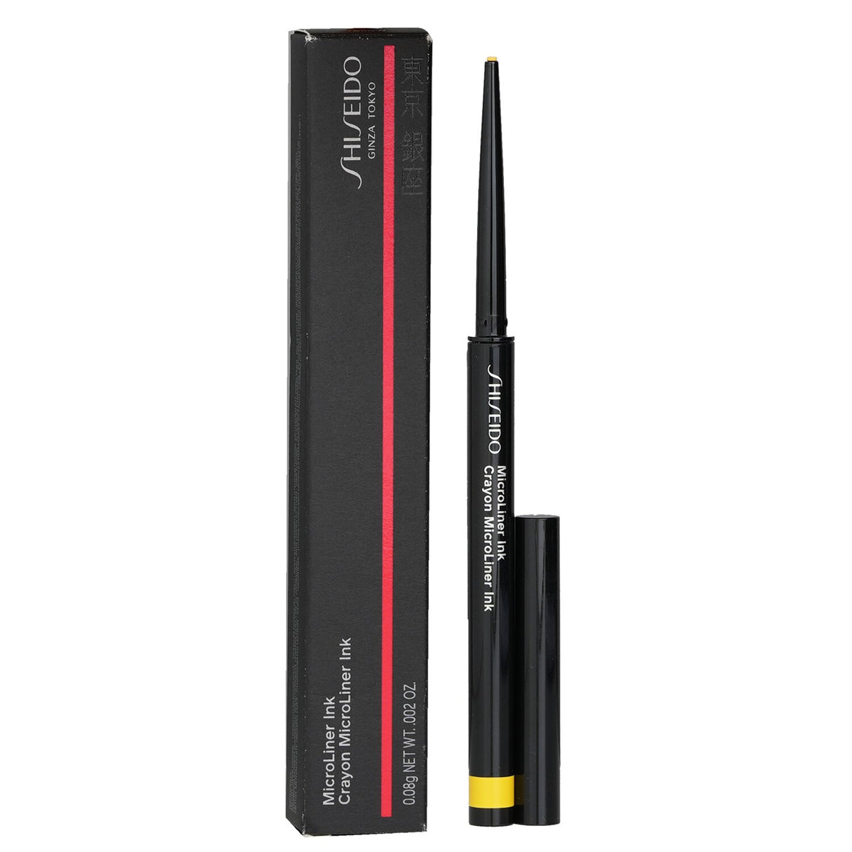 Vibrant Shiseido MicroLiner Ink Eyeliner in #06 Yellow, offering waterproof, smooth application and long-lasting bold looks.