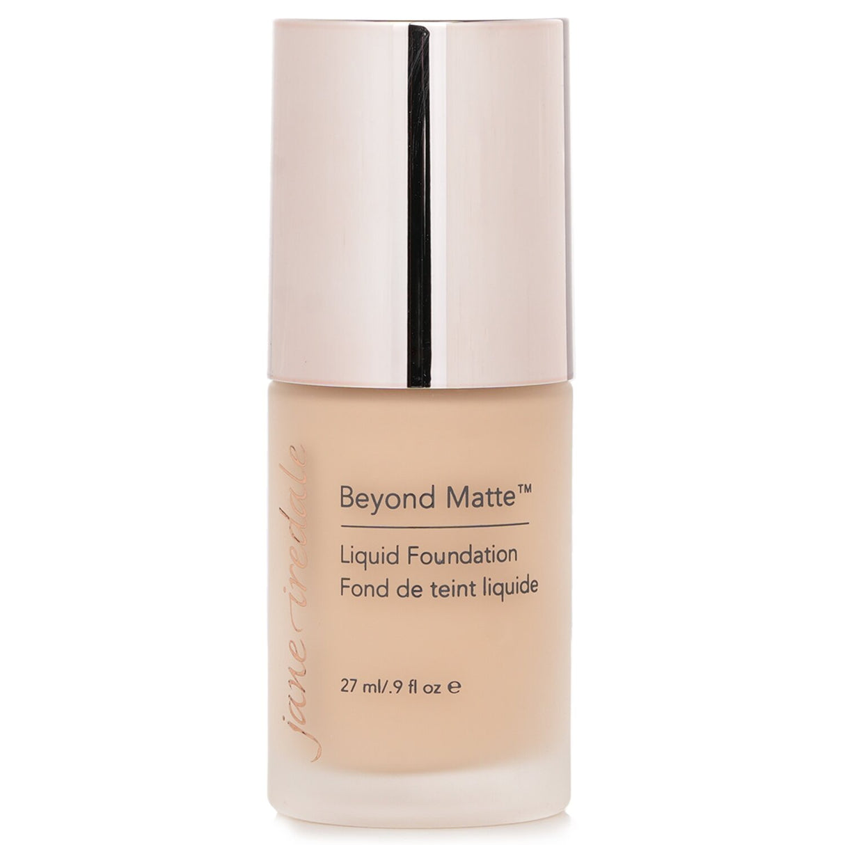 Weightless Jane Iredale Beyond Matte Liquid Foundation in Fair Neutral, offering buildable coverage and a semi-matte finish.