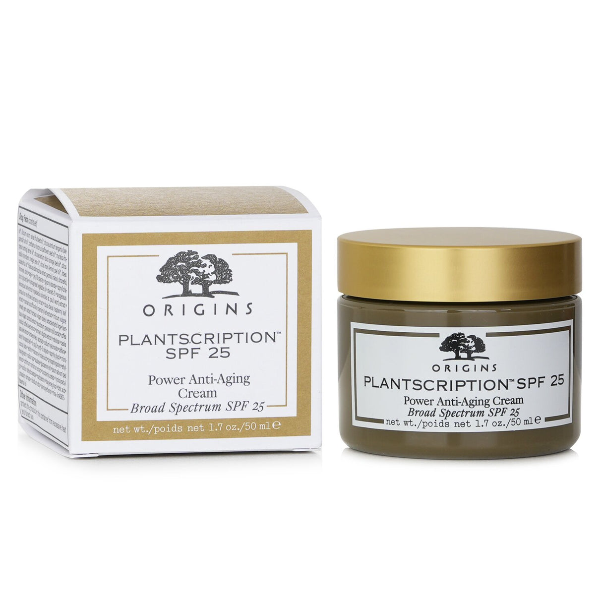 Origins Plantscription SPF 25 Anti-Aging Cream in a 50ml jar, promoting youthful skin and sun protection while reducing fine lines.