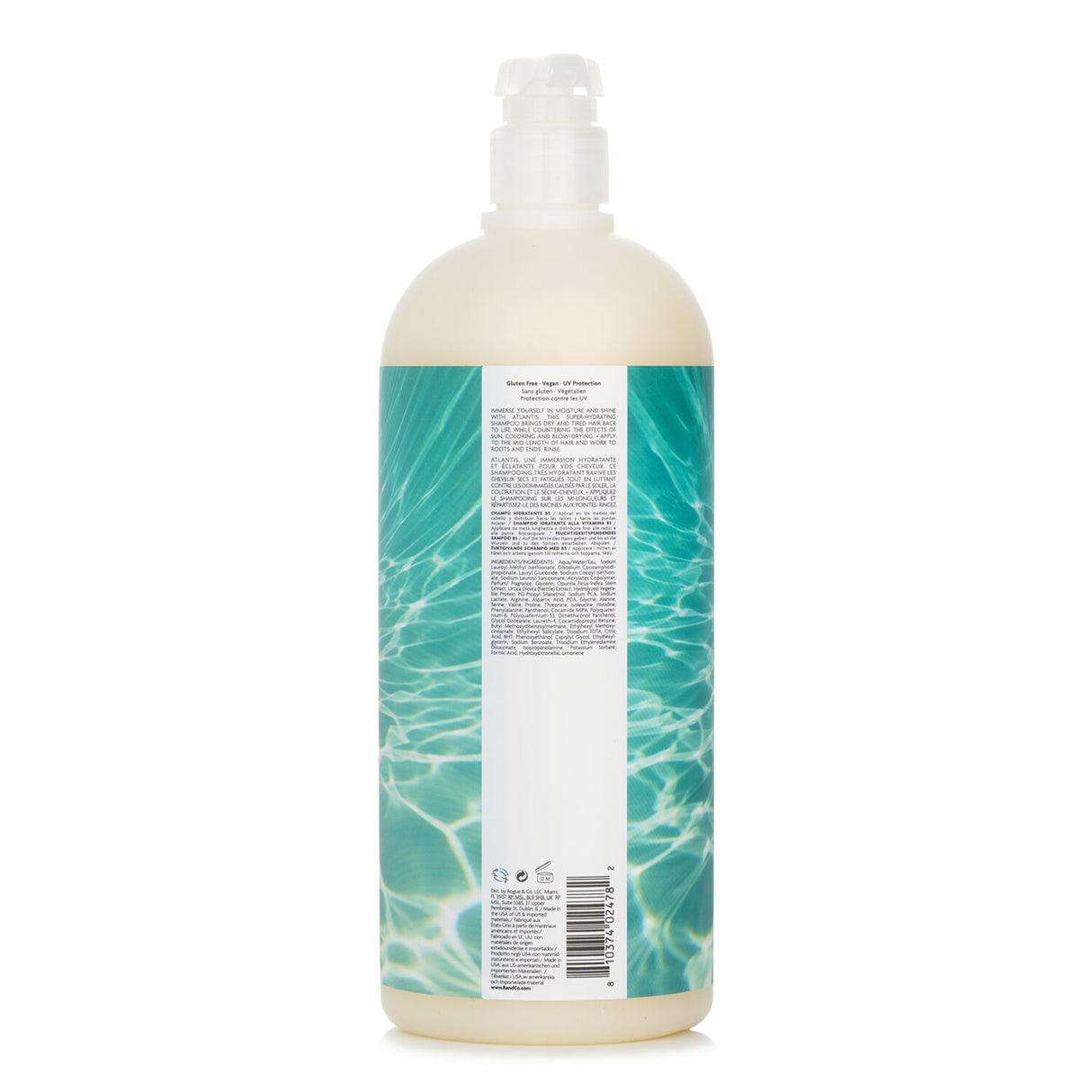 R+Co Atlantis Moisturizing B5 Shampoo in a 1000ml bottle, designed to hydrate dry hair and promote a healthy shine.