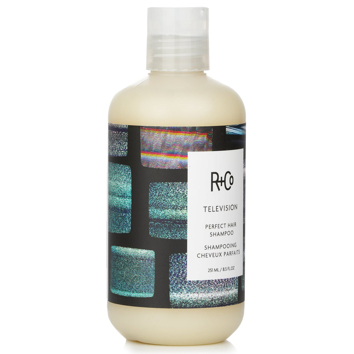 R+Co Television Perfect Hair Shampoo in 241ml bottle, enriched with natural ingredients for shiny, moisturized, and healthy hair.