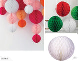 White tissue paper honeycomb lanterns balls, 30cm, pack of 10, ideal for parties, weddings, and decor.