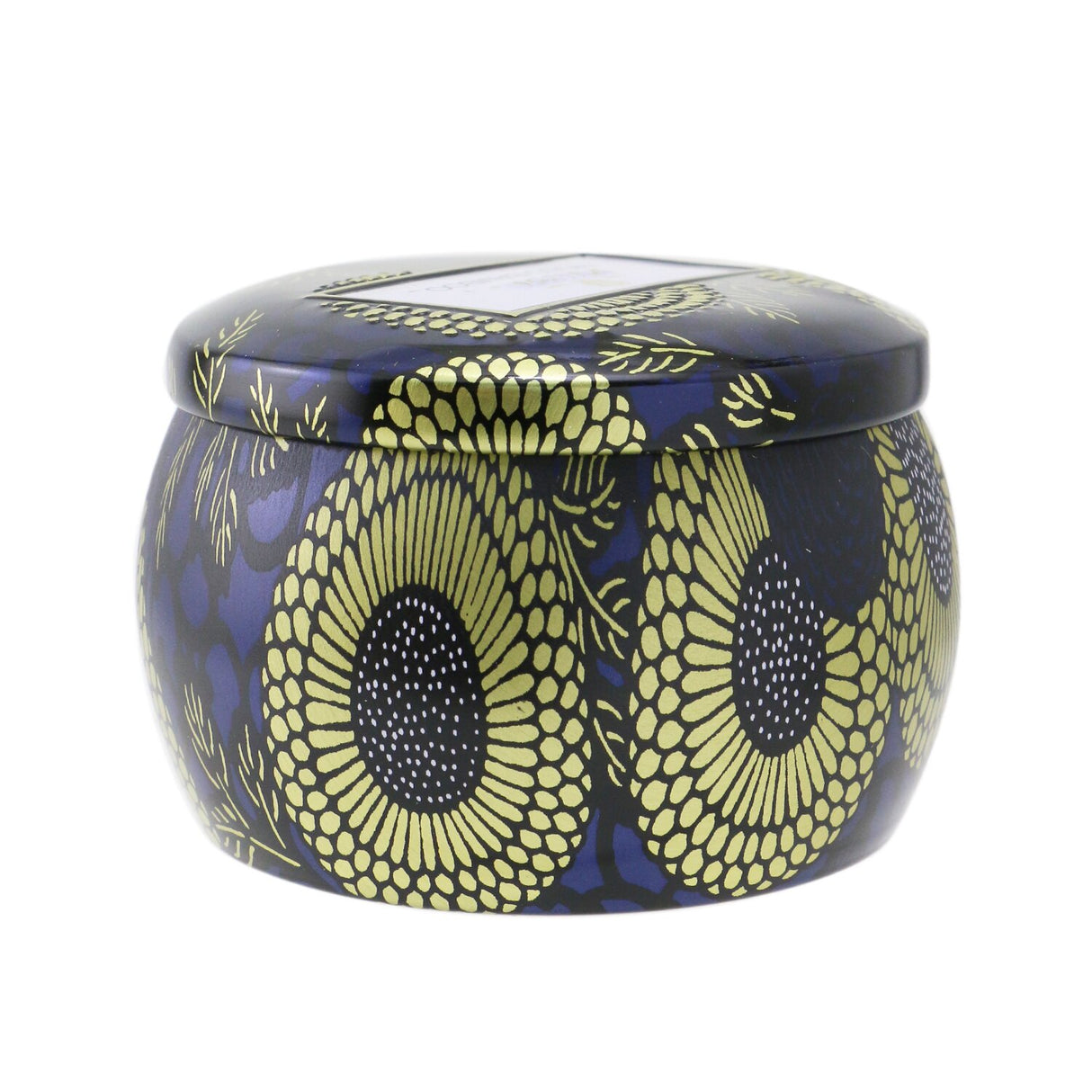 Voluspa Mini Tin Candle in Moso Bamboo offers a lush fragrance, eco-friendly design, and stylish metal tin, perfect for decor.