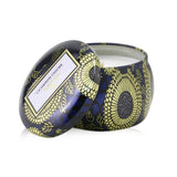 Mini tin candle in Moso Bamboo scent, featuring coconut wax blend and natural wicks, burns for 25 hours in a stylish metal tin.
