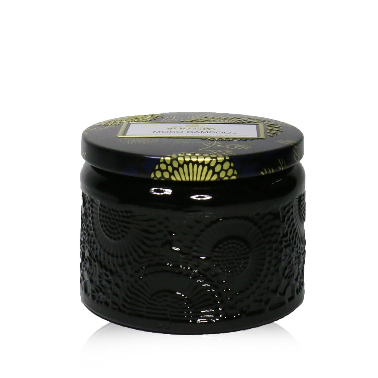 Voluspa Petite Jar Candle in Moso Bamboo, 90g; eco-friendly wax, captivating scent, ornate Japanese design, 25-hour burn.