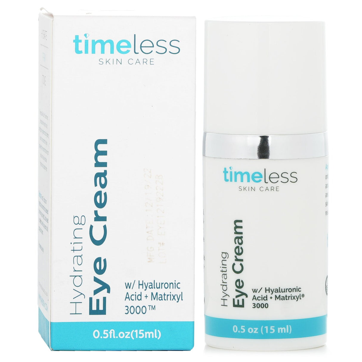 Hydrating eye cream with Hyaluronic Acid and Matrixyl 3000, reduces puffiness, dark circles, and fine lines for youthful skin.