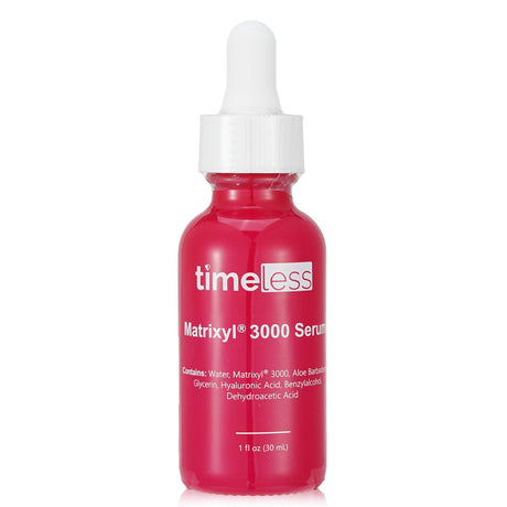 Timeless Skin Care Matrixyl 3000 Serum with Hyaluronic Acid for youthful, hydrated skin; 30ml bottle, age-defying formula.
