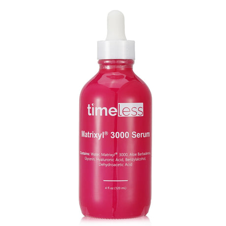 Timeless Skin Care Matrixyl 3000 Serum with Hyaluronic Acid, 120ml, enhances skin elasticity and reduces fine lines.
