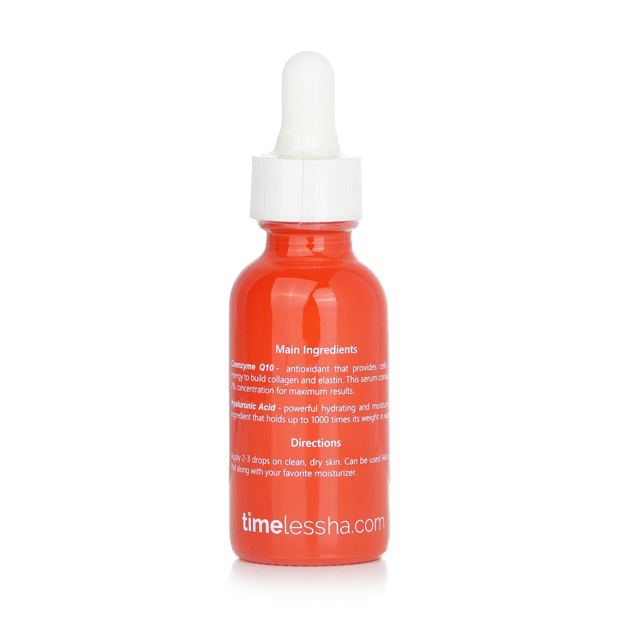 Timeless Skin Care Coenzyme Q10 Serum in 30ml, featuring anti-aging Matrixyl 3000 and moisturizing Hyaluronic Acid.