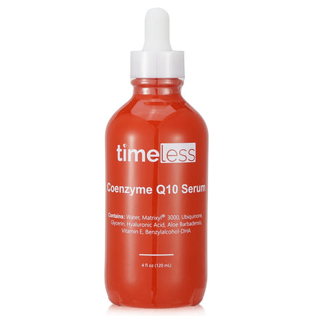 Anti-aging serum featuring Coenzyme Q10, Matrixyl 3000, and Hyaluronic Acid for youthful, hydrated skin.
