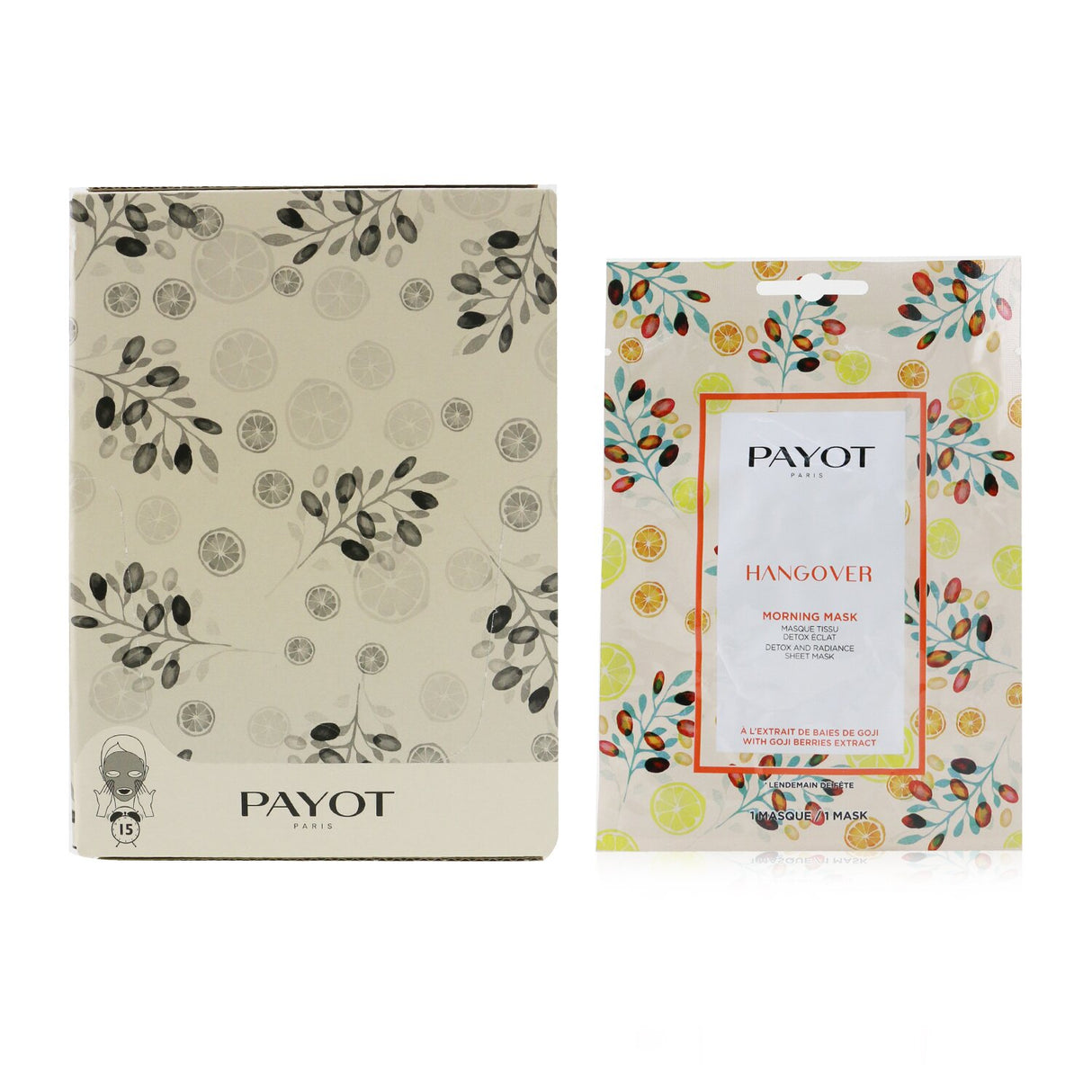 Payot Morning Mask – Detox and radiance sheet masks for revitalizing dull skin, infused with Goji berry extract.