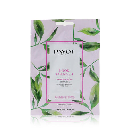 Payot Morning Mask set of 15 lifting sheet masks for youthful skin, enriched with green tea and made from eco-friendly Lyocell.