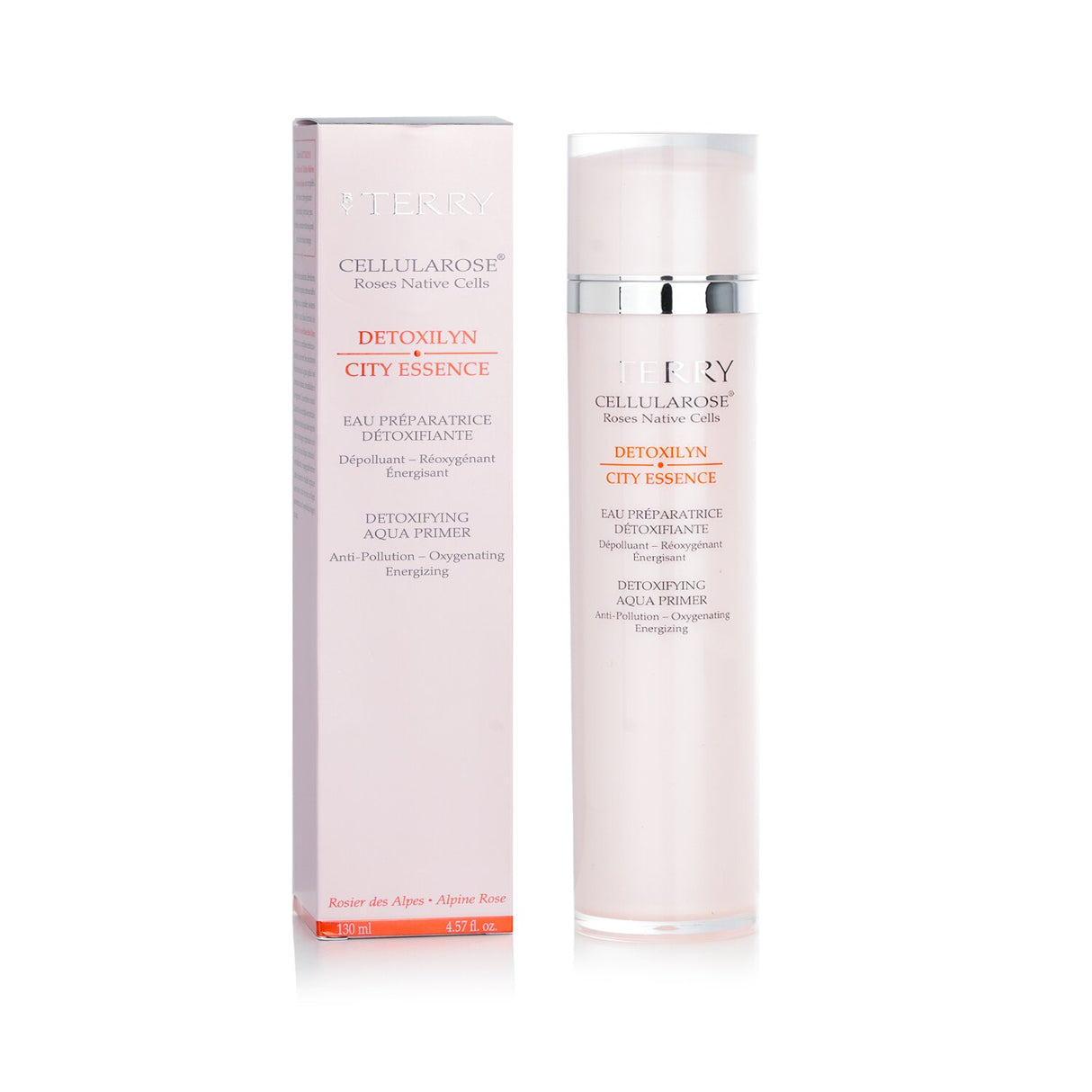 By Terry Cellularose Detoxilyn City Essence Aqua Primer in a sleek 130ml bottle, ideal for detoxifying and hydrating skin.