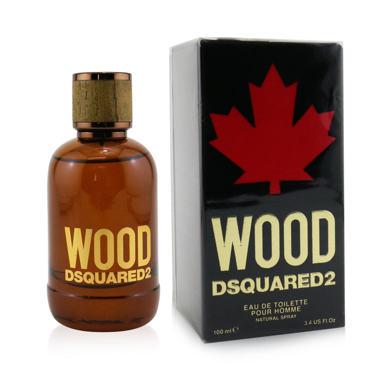 Bottle of Dsquared2 Wood Pour Homme Eau De Toilette 100ml, a floral woody fragrance for confident men, launched in 2018.