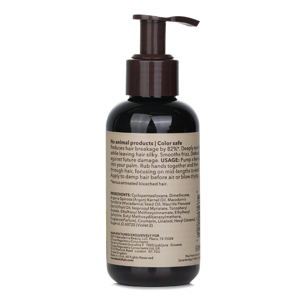 Macadamia Natural Oil treatment bottle, designed for medium to coarse hair, offering intense hydration and repair.