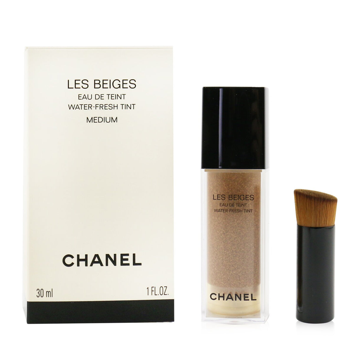 Chanel Les Beiges Water Fresh Tint in #Medium, ultra-light foundation with 75% water for hydration and natural radiance.