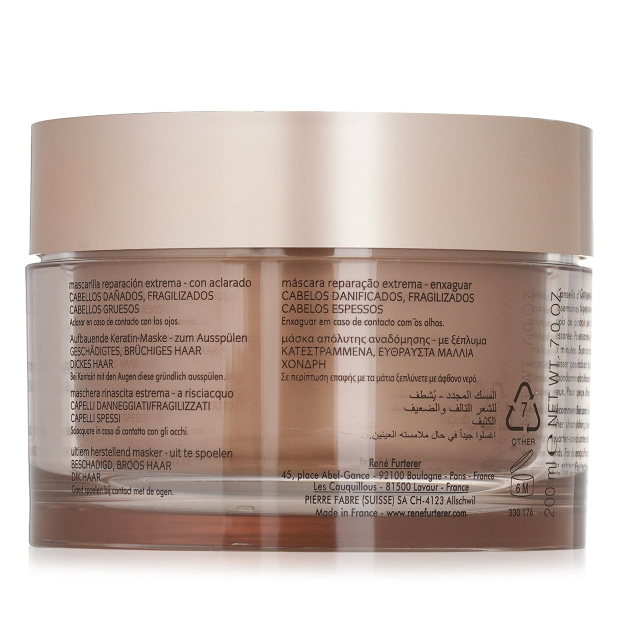 Ultra-creamy renewing mask for damaged thick hair, enriched with plant-based Keratin and Camelina Oil for deep repair.