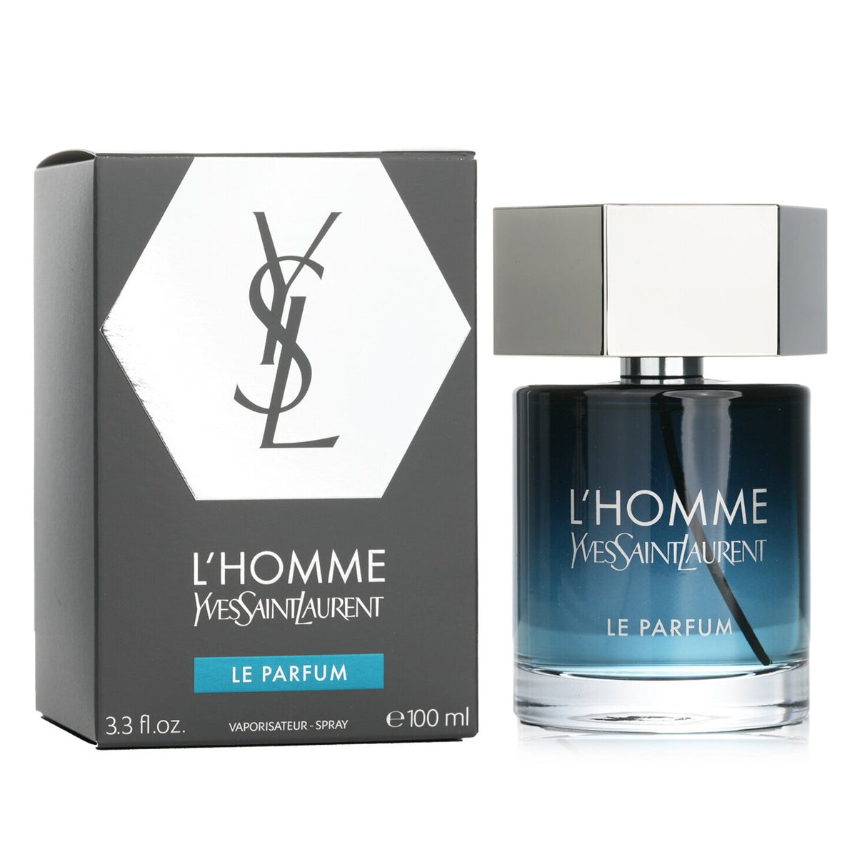 Yves Saint Laurent L'Homme Le Parfum Spray in a 100ml bottle for men, featuring fresh citrus and woody notes for all occasions.