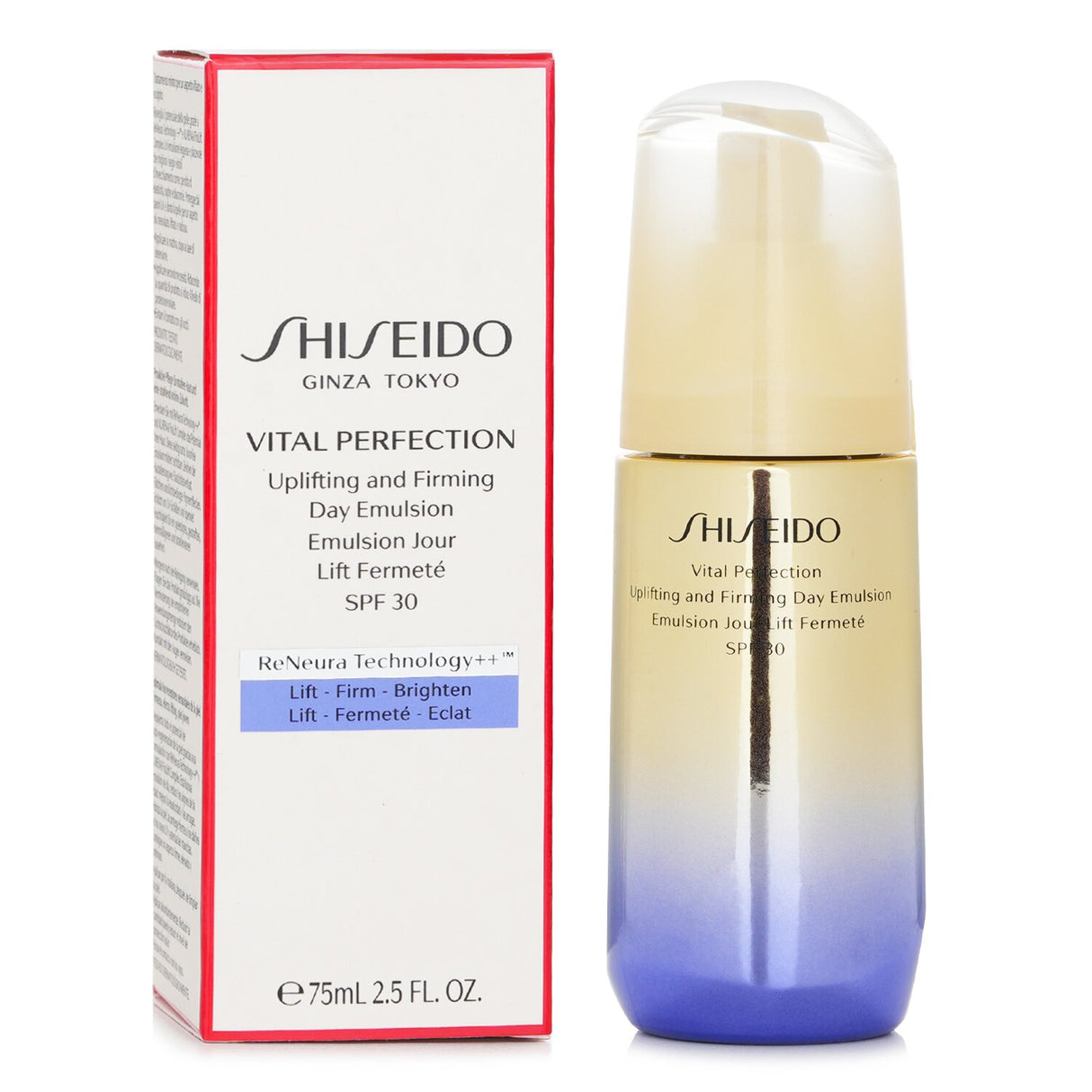 Lightweight Shiseido day emulsion SPF 30 that firms skin, fights aging, and enhances radiance for a youthful complexion.