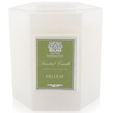Antica Farmacista Fig Leaf Candle in a white glass holder, featuring a blend of fresh and earthy scents for 60 hours of ambiance.