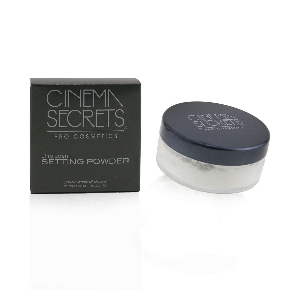 Cinema Secrets Ultralucent Setting Powder in Colorless, a vegan, talc-free formula for a smooth, shine-free finish.