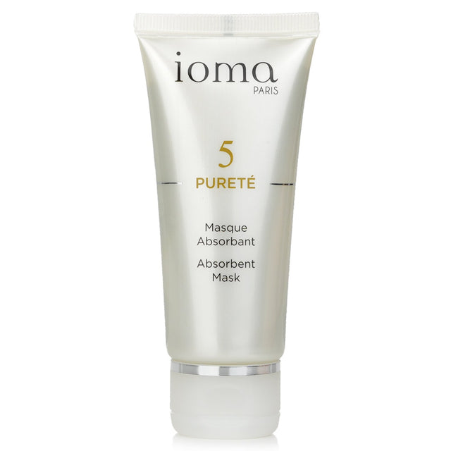 IOMA Purete Absorbent Mask in a 50ml tube, perfect for purifying oily skin and reducing shine with a creamy mineral texture.