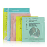 Patchology Nude & Improved Skin Perfection Kit with masks, eye gels, wipes, and lip gel for radiant skincare.
