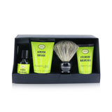 Luxury shaving set featuring Pre Shave Oil, Shaving Cream, After Shave Balm, Brush, and Razor in Bergamot & Neroli scent.