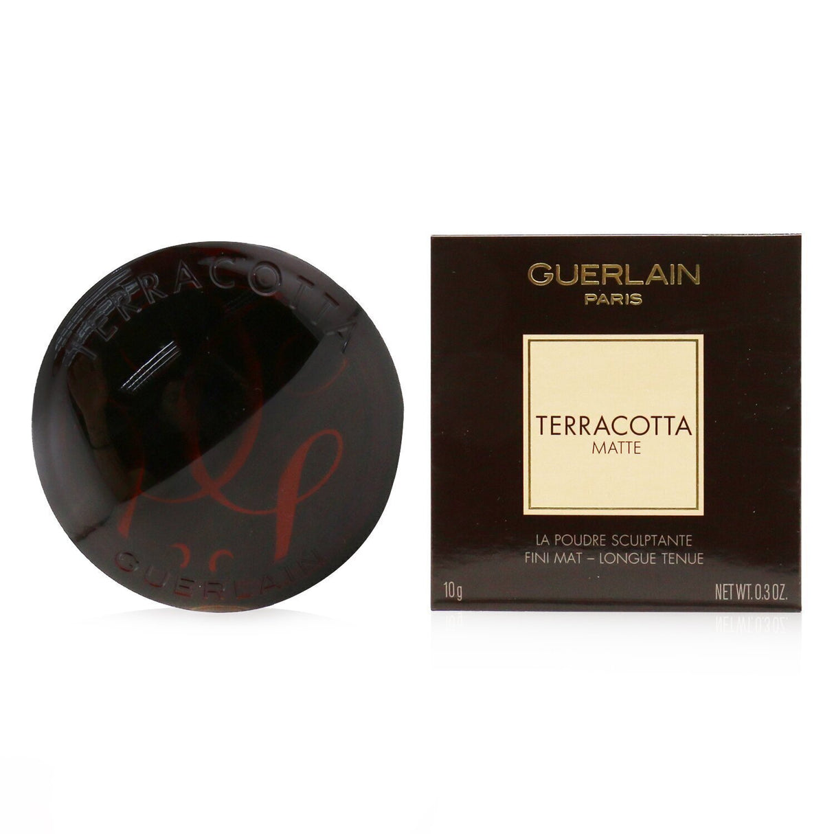 Guerlain Terracotta Matte Sculpting Powder in #Light, 10g, delivers a sun-kissed glow with a soft, seamless texture.