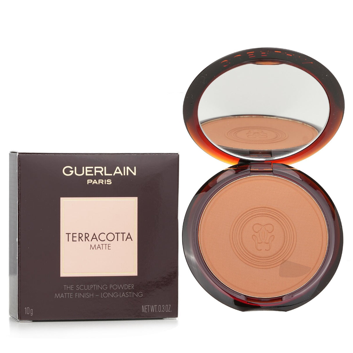 Guerlain Terracotta Matte Sculpting Powder in Deep, a silky, mattifying formula for sun-kissed, sculpted cheeks and lasting wear.