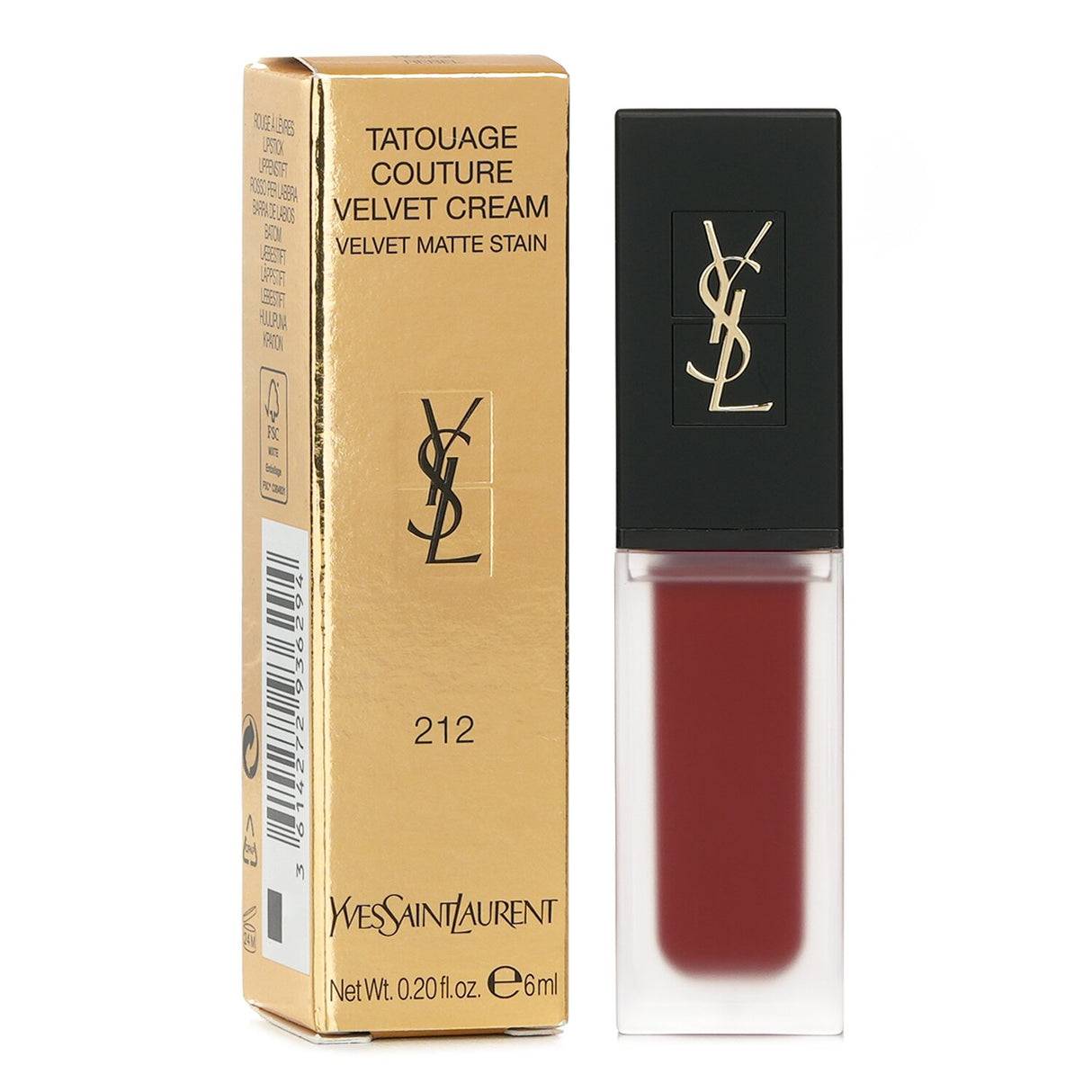 Yves Saint Laurent Tatouage Couture Velvet Cream in #212 Rouge Rebel offers high-impact matte color and a precision applicator for stunning lips.