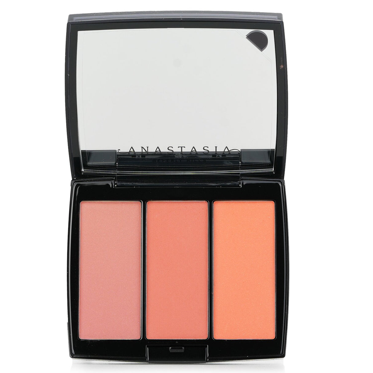 Anastasia Beverly Hills Peachy Love Blush Trio with three full-pigment shades in a sleek compact with mirror.