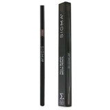 Dual-ended Sigma Beauty brow pencil in medium with fine tip for defining and spoolie for blending, vegan and cruelty-free.