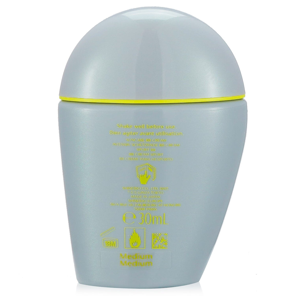 Shiseido Sports BB Cream in Medium, SPF 50+, quick-drying, water-resistant for a natural finish and all-day protection.