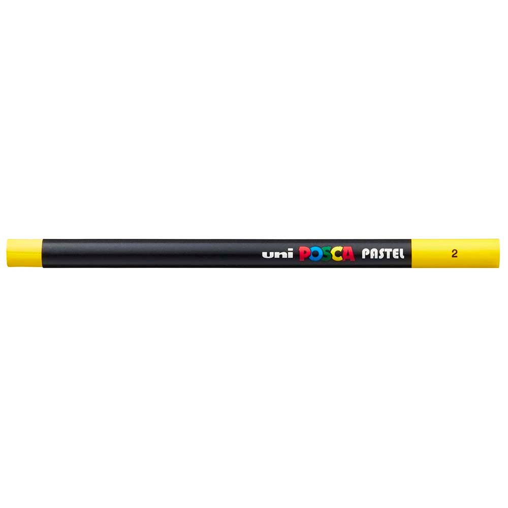 Vibrant Uni Posca Pastel Yellow stick for smooth, residue-free application on various surfaces, perfect for creative projects.