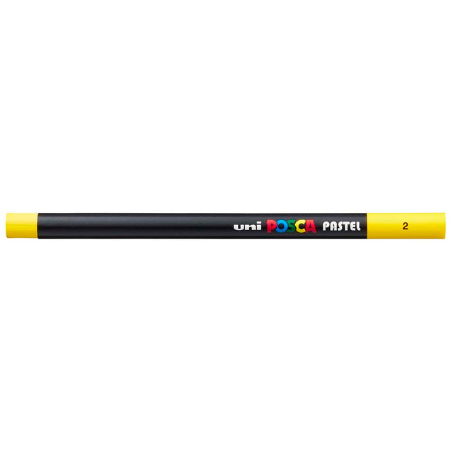 Vibrant Uni Posca Pastel Yellow stick for smooth, residue-free application on various surfaces, perfect for creative projects.