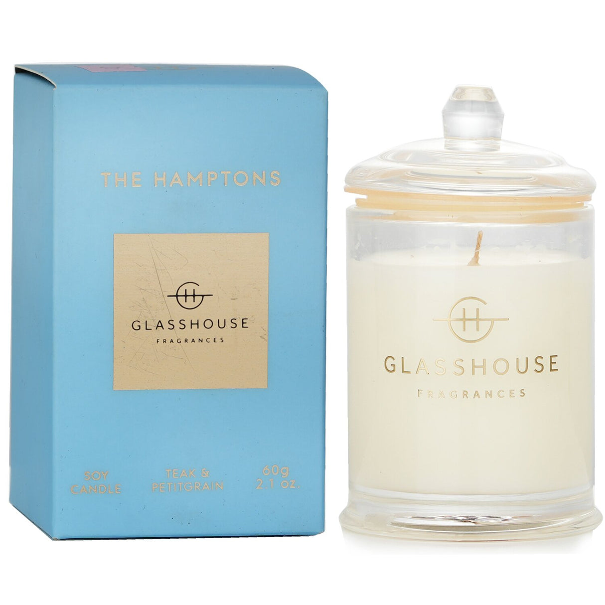 Glasshouse - Triple Scented Soy Candle - The Hamptons (Teak & Petitgrain)  - 60g