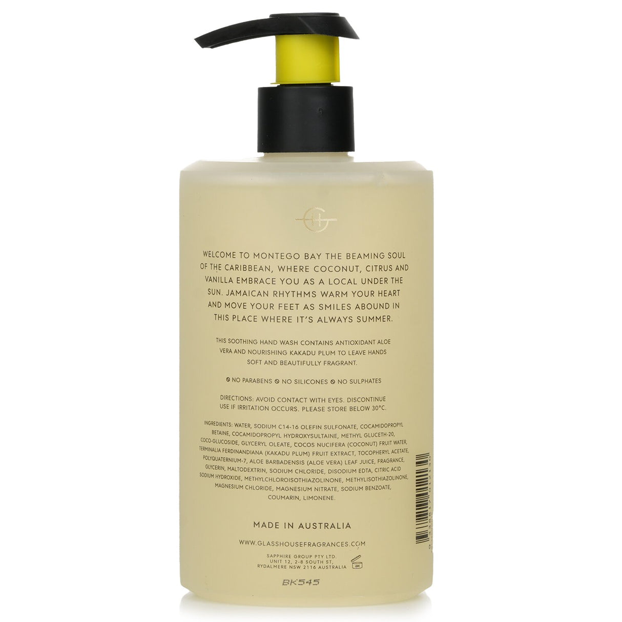 Nourishing hand wash in a 450ml bottle with coconut and lime scent, enriched with oils for refreshing skin care.