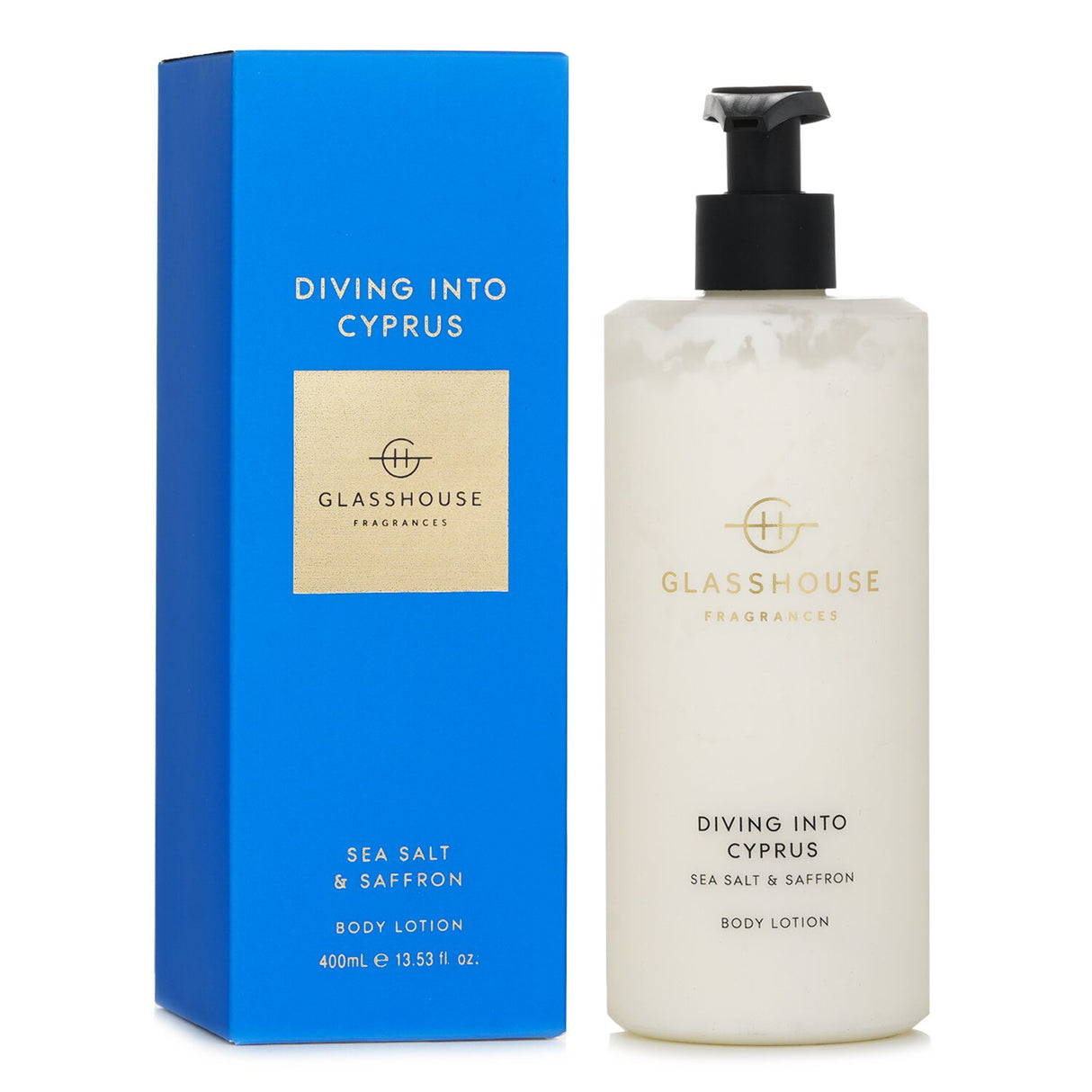 Luxurious whipped body lotion with sea salt and saffron for smooth, hydrated skin; cruelty-free and paraben-free, 400ml.