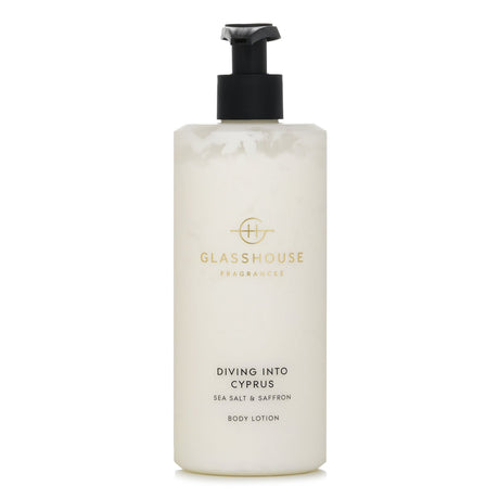 Whipped body lotion with sea salt and saffron, enriched with shea butter for smooth, hydrated skin. 400ml bottle.