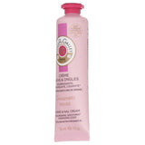 Roger & Gallet Gingembre Rouge Hand & Nail Cream in a 30ml tube, enriched with Pomegranate Oil and Shea Butter for hydration.