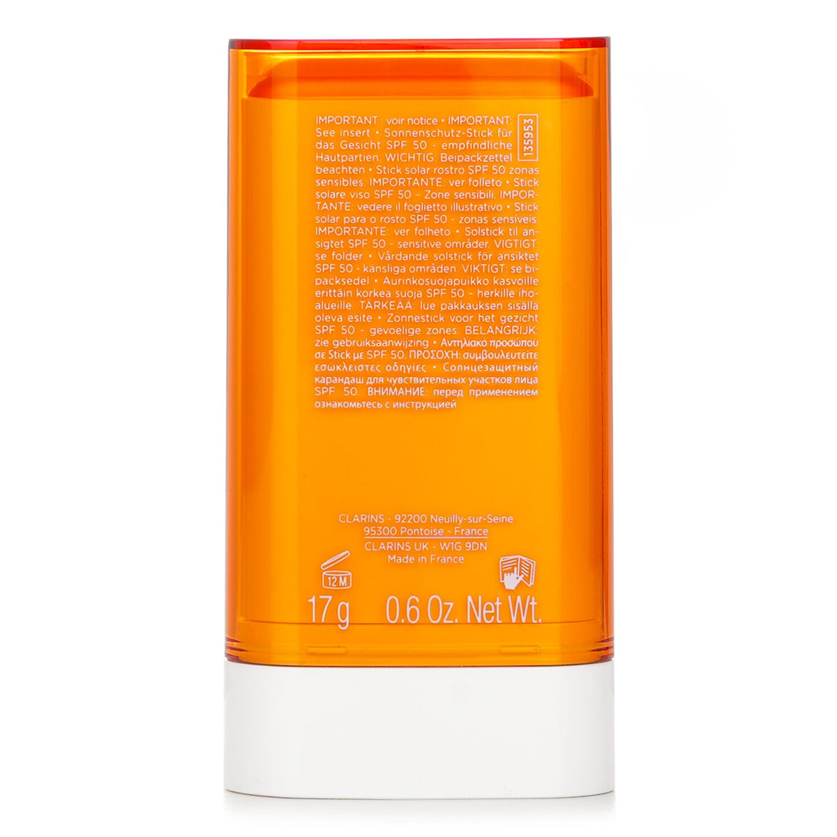 Clarins - Invisible Sun Care Stick SPF50 - For Sensitive Areas  - 17g/0.6oz