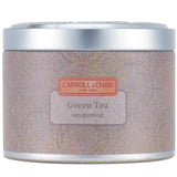 100% beeswax tin candle in Green Tea scent, eco-friendly, wooden wick, 25-hour burn time, hand-poured in Hong Kong.