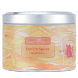 100% beeswax tin candle in Eastern Spices scent, eco-friendly, wooden wick, burns clean for 25 hours.