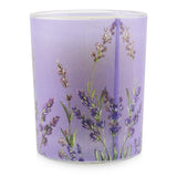 100% beeswax votive candle in lavender scent, housed in a recycled glass jar, providing a clean burn and 14 hours of soothing aroma.